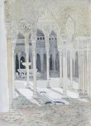 Dziedziniec Lwów, Alhambra, Grenada, Hiszpania
