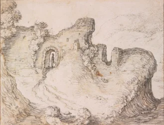 Herman Saftleven (1609-1685), około 1650. „Ruina w kształcie męskiej twarzy z profilu”, Muzeum Centralne w Utrechcie, Niderlandy