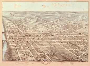 Mapa ulic Dallas, Teksas, 1872 r.