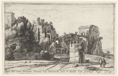 Widok na Termy Karakalli Parte delle terme Antoniano (tytuł na obiekcie) Strona tytułowa i dwanaście widoków Rzymu i okolic (tytuł serii) Diverse veuës dedans et dehors de Rome (tytuł serii)
