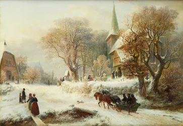 Idąc do kościoła (olej na płótnie)