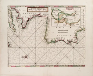 Mapa wybrzeża morskiego od Anglii po Wyspy Normandzkie