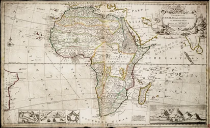 Mapa Afryki, ok. 1715 r. (kolorowa rycina)