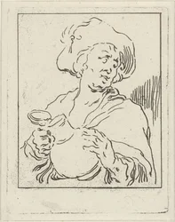 Mężczyzna z dzbanem pijący