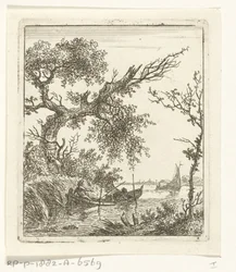 Łódź wiosłowa z dwoma mężczyznami