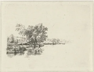 Fontanna z krowami pod drzewami wzdłuż brzegu Staw