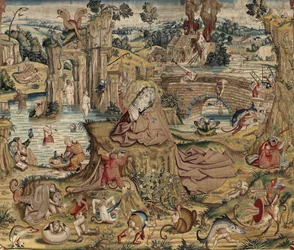 Gobelin inspirowany twórczością Hieronima Boscha, ok. 1560 r. (złoto, srebro, jedwab i wełna)