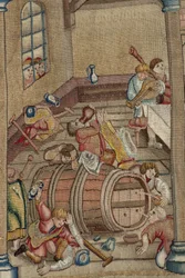 Gobelin inspirowany twórczością Hieronima Boscha, ok. 1560 r. (złoto, srebro, jedwab i wełna)