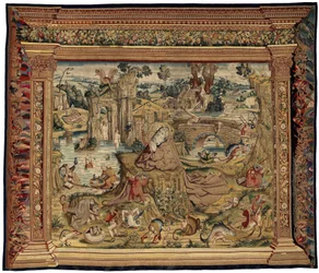 Gobelin inspirowany twórczością Hieronima Boscha, ok. 1560 r. (złoto, srebro, jedwab i wełna)