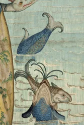 Gobelin inspirowany twórczością Hieronima Boscha, ok. 1560 r. (złoto, srebro, jedwab i wełna)