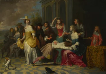 Panie i Panowie grający La Main Chaude, ok. godz. 1655-1665