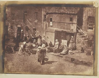 [Fishergate, St Andrews, kobiety i dzieci przynęcające na linie].