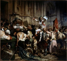 Rewolucja Francuska: „Zdobywcy Bastylii przed hotelem de Ville w Paryżu w 1789” autorstwa Hippolyte Delaroche (1797-1856) 1839