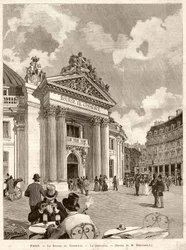Giełda Papierów Wartościowych w Paryżu w 1889 r. Rys. M. Berteault