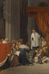 Św. Wincenty a Paulo przemawia na dworze Ludwika XIII w imieniu opuszczonych dzieci, 1823 r.