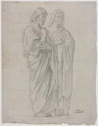 Studium dwóch stałych postaci dla lewej części Misji Apostołów, 1860.
