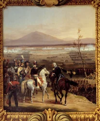 Przeprawa Tagliamento przed Valvasone prowadzi przez Bonapartego 16 marca 1797 r.: włoska wieś lat 1796-1797: przejście rzeki Tagliamento, w którym marechał Jean Mathieu Philibert Serurier (1742-1819) brał udział w Napoleon Bon