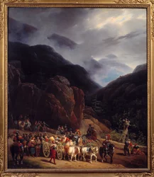Powrót bitwy pod Marignan Armees z Francois I powracającego z Marignan (Maregnano) w dniu 14.09.1515. Obraz Hippolyte