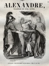 Aleksandra. Z moją przyjaźnią przyjmę Axiane - Alexandre the Great Tragedia w pięciu aktach - grawerowanie w „Dziełach Jeana Racine