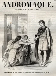 Tragedia Andromańska w pięciu aktach - grawerowanie w „Oeuvres de Jean Racine” z ilustracjami Pauqueta i uwagą Emile de La Bedolliere - 1851