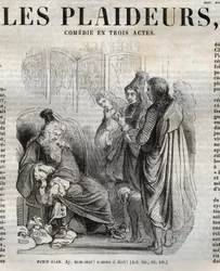 Les Plaideurs (1668) komedia w trzech aktach - grawerowanie w „Dziełach Jeana Racine