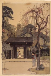 Plum Gateway (kolorowy drzeworyt)
