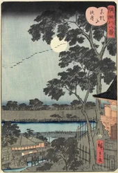 Jesienny księżyc nad wzgórzem Matsuchiyama listopad 1861