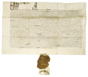 Dokument podpisany przez królową Elżbietę I z królewską wielką pieczęcią, 1564