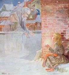 Babciu, Och zabierz mnie ze sobą, z „Dziewczynki z zapałkami” w wydaniu „Bajki” Hansa Christiana Andersena (1805-75) 1920 (akwarela na papierze)