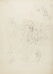 Grupa mężczyzn i inne szkice, 1857