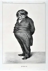 Grafika: Honore Daumier (1808-1879). Charivari pochodzi z 1833 roku: Serie Celebrites de la Caricature „”M. Plum””MUZEUM SZTUK PIĘKNYCH - PALAIS LONGCHAMP, MARSEILLE