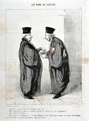 Grafika: Honore Daumier (1808-1879). Charivari pochodzi z 1845 roku: Serie LES PEOPLES DE SPRAWIEDLIWOŚĆ „” -Tak jak ci powiedziałem, to naprawdę twój fakt! Byliśmy piękni. Byliśmy piękni!... tak naprawdę dopiero w Palais znamy sposób kłócenia się i mówien