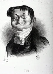 Karykatura Adolphe Thiers (1797-1877), francuskiego męża stanu. Rysunek Honore Daumiera (1808-1879). Muzeum Arbauda.