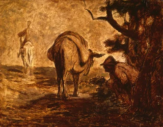 Don Kichot i Sancho Pansa odpoczywają, ok. 1855