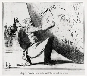 Niemcy: bigre!... myliłem się, biorąc całą Europę na swoje ręce. Ilustracja Honore Daumier (1808-1879), opublikowana w wiadomościach „Charivari” z 25 stycznia