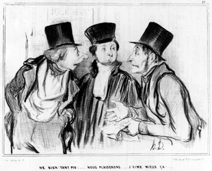 Hej, dobrze. Uwaga! będziemy błagać... podoba mi się bardziej!... , rysunkowy Honore Daumier (1808-1879). „Charivari”.