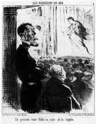 Paryżanie w 1852 roku: Paryżanin pozostaje wierny kultowi tragedii. Illustration d