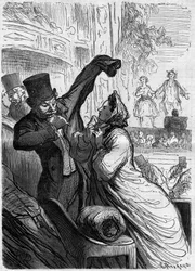 Ostatni werset. Karykatura Honore Daumiera (1808-1879). Grawer w „”Le Monde Illustré””n°255 z dnia 1 marca 1862 r.