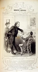 ilustracje o ideach i legendach Philipon pod tytułem Les Cent i Robert Macaire