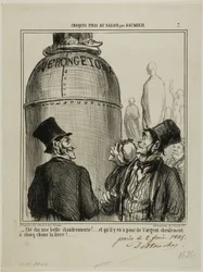 "- Tak... to jest to, co nazywam wspaniałą pracą.... i za jedyne pięć sous za funt... naprawdę się opłaca!", płyta 7 z Croquis Pris Au Salon par Daumier.