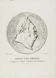 Ludwik Filip, ostatni król Francuzów 1848. Projekt medalu przeznaczonego do wykonania przez Mennicę Narodową