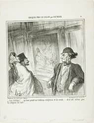 "Co za idioci! Malujesz dla nich religijny obraz, a oni się śmieją.... nie mają nawet oddania sztuce!...", płyta 4 z Croquis Pris Au Salon par Daumier