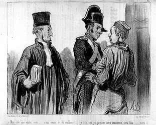 Prawnik i jego klient przez Daumiera - w „”Charivari”” z 21.09.1845