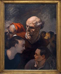 Rodzina na barykadach w 1848 r. Obraz Honore Daumier (1808-1879), olej na płótnie