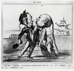 Druga wojna opiumowa (1856-1860), w 1858 roku rząd chiński zgodził się zalegalizować handel opium pod presją francusko-brytyjską: “Eh! Well, comrade... Is it not better than the o... l