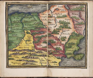 Mapa Sarmacji Od: Rudimenta Cosmographica, 1542