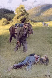 Samotny pojedynek w środku wielkiego słonecznego pola, ilustracja z „Rowand” Williama Gilmore