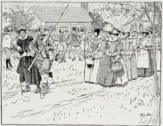 Przybycie młodych kobiet w Jamestown, 1621, z Harper