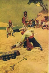 Kto będzie kapitanem, z Księgi piratów Howarda Pylesa wydanej przez Harper & Bros, 1921