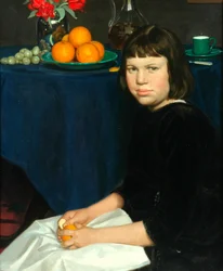 Julia z pomarańczami (olej na płótnie)
